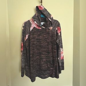 Lularoe XL gray flowered hoodie sweatshirt
